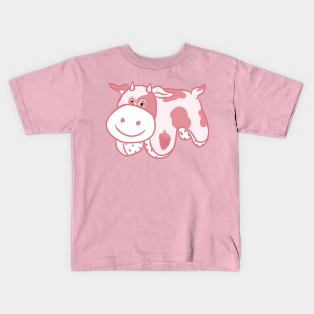 Strawberry Cow Kids T-Shirt by RoserinArt